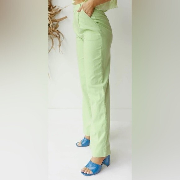 White Stag Apple Lime Green Jeans Pants  Pockets Straight Leg Zip Size 6P - Picture 1 of 10